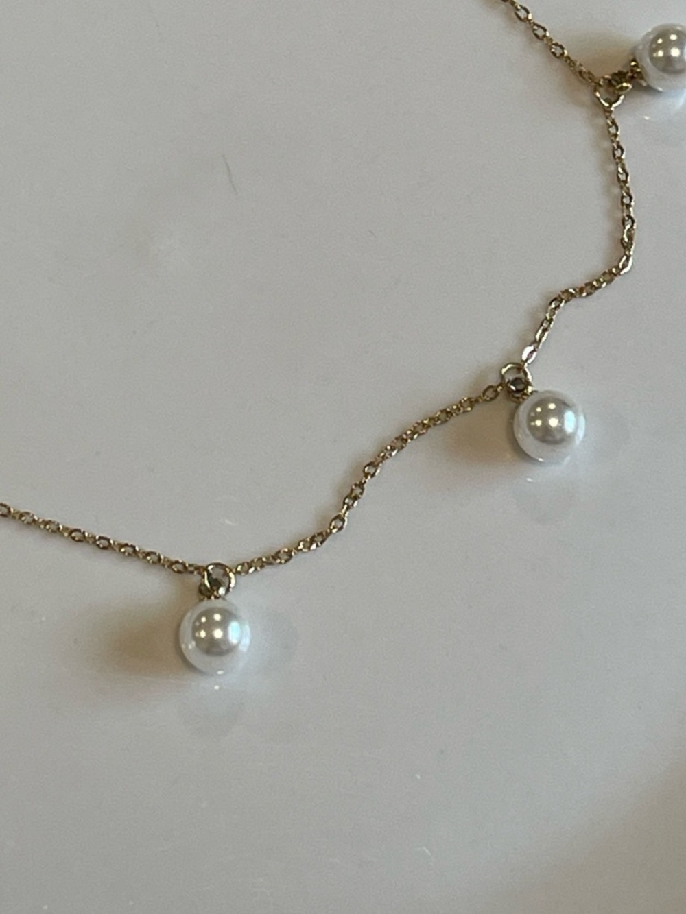 Delicate Stainless Steel Gold Pearl Drop Anklet - Picture 3 of 3
